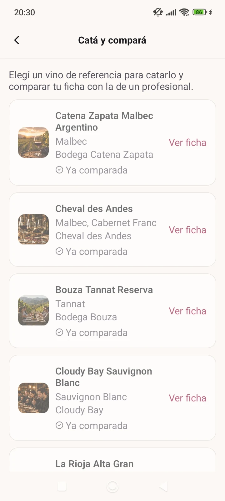 Elegir un vino de referencia para catar y comparar